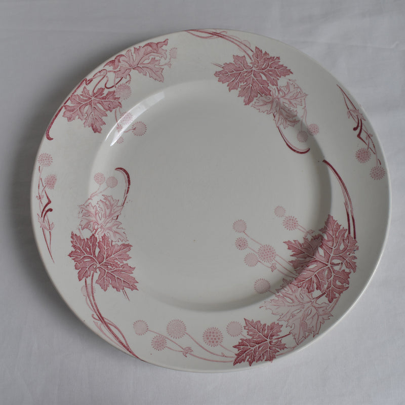 Antique large round plate K&G Luneville Platane