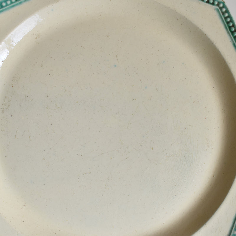 Antique Octagonal Plate, Green Rim B