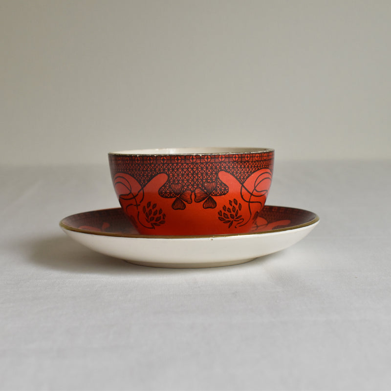 Antique Cup & Saucer Sarreguemines Trefle A