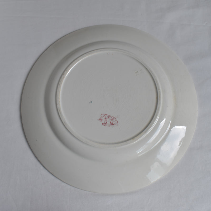 Antique large round plate K&G Luneville Platane