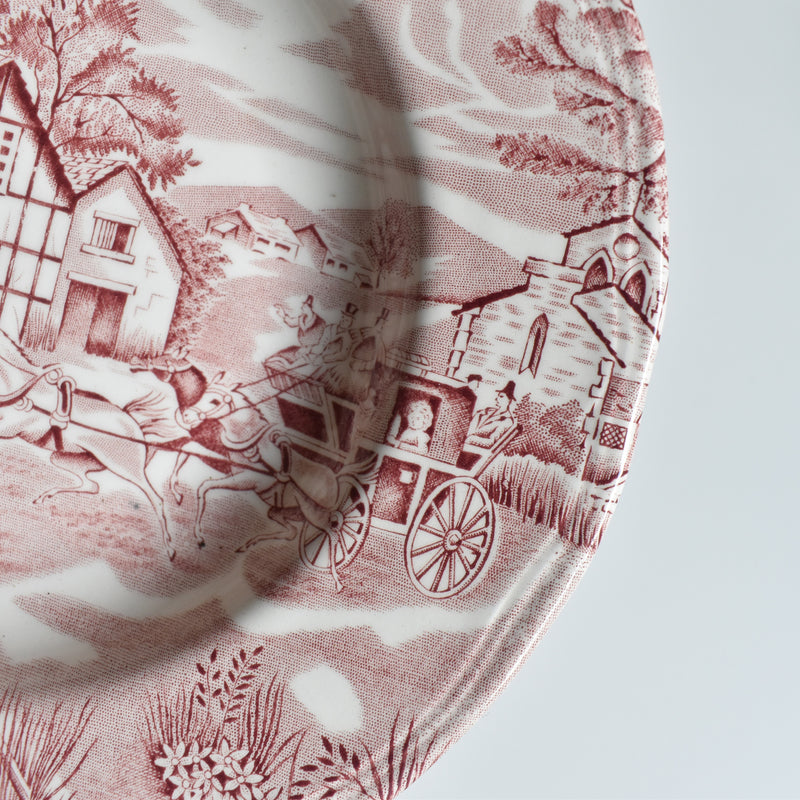 Vintage Deep Plate, English Style rouge D
