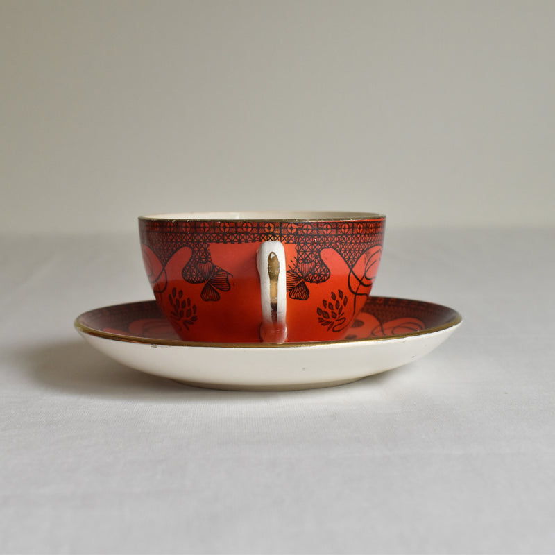 Antique Cup & Saucer Sarreguemines Trefle A