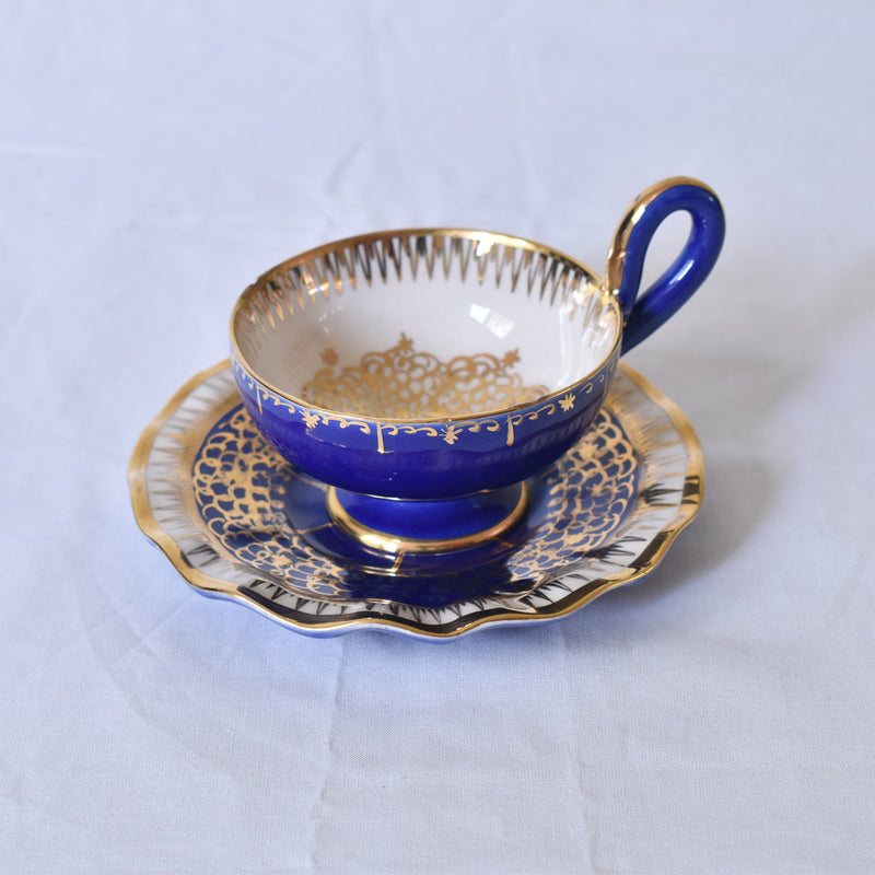 ア.ドラサンヴァル A.Dressinval コーヒーカップ＆ソーサー ブルー B