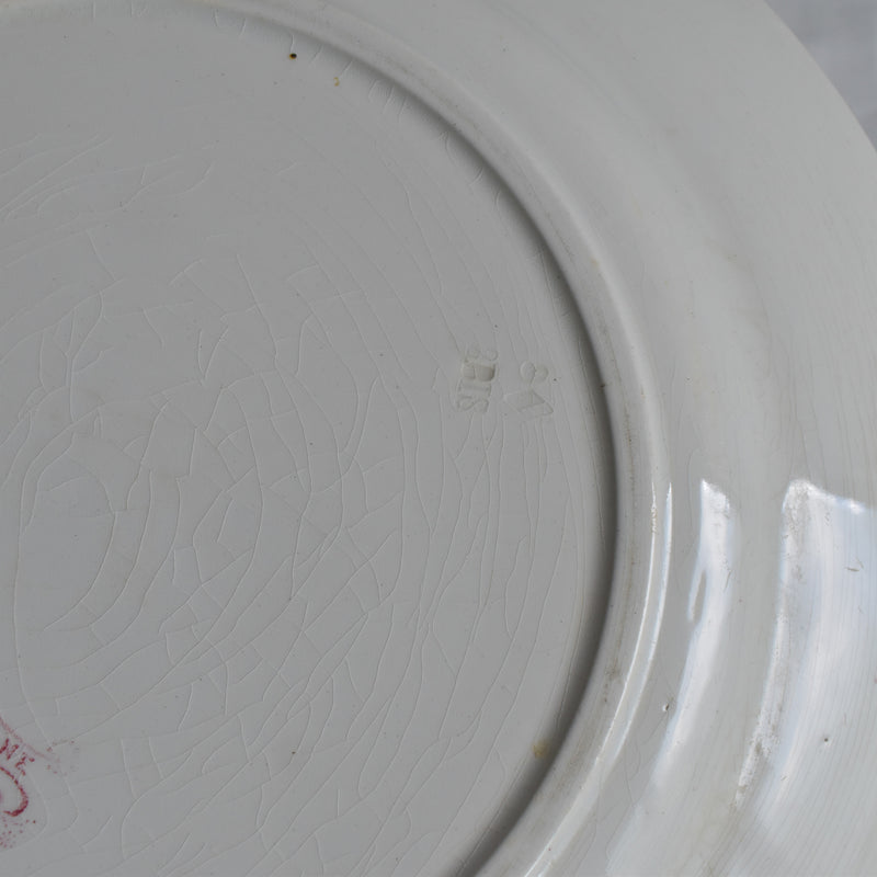 Antique large round plate K&G Luneville Platane