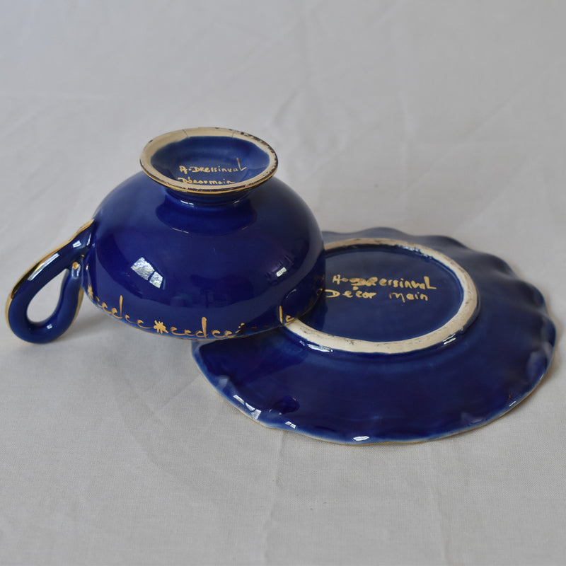 ア.ドラサンヴァル A.Dressinval コーヒーカップ＆ソーサー ブルー B