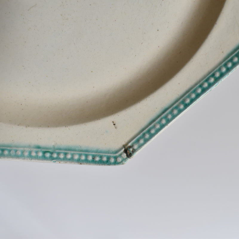 Antique Octagonal Plate, Green Rim B