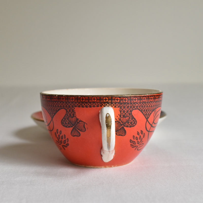 Antique Cup & Saucer Sarreguemines Trefle A