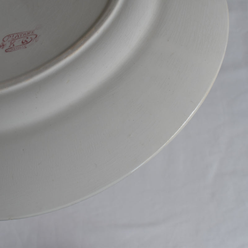 Antique large round plate K&G Luneville Platane