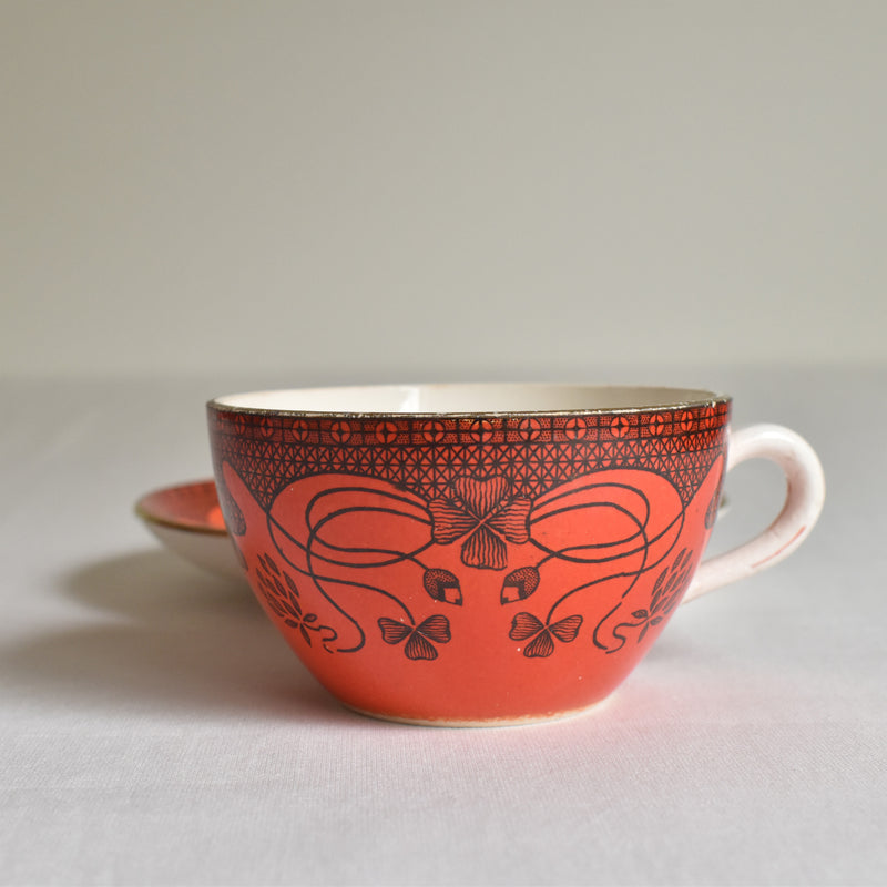 Antique Cup & Saucer Sarreguemines Trefle A