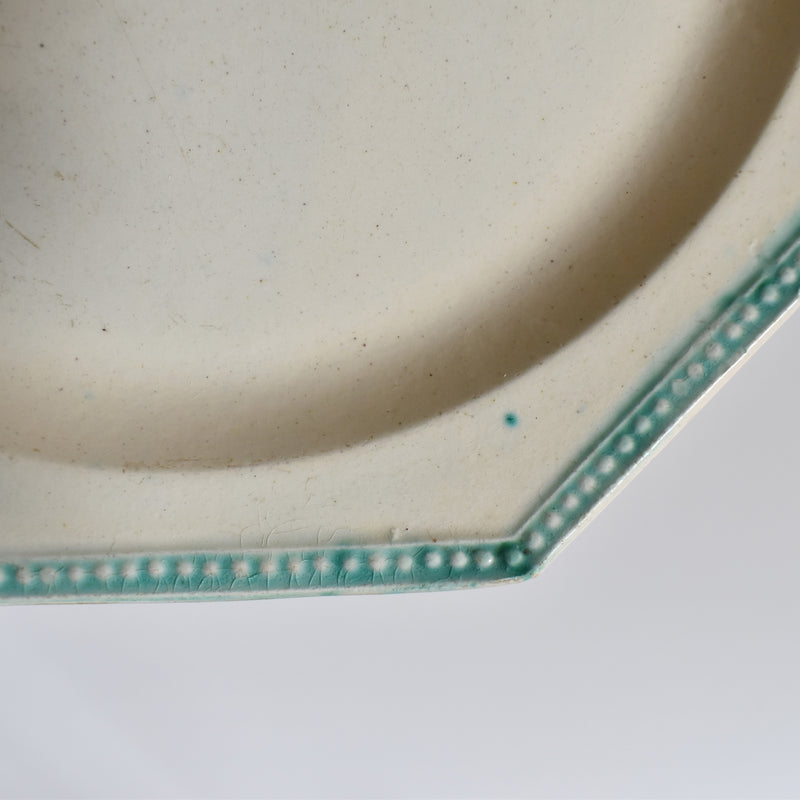 Antique Octagonal Plate, Green Rim B