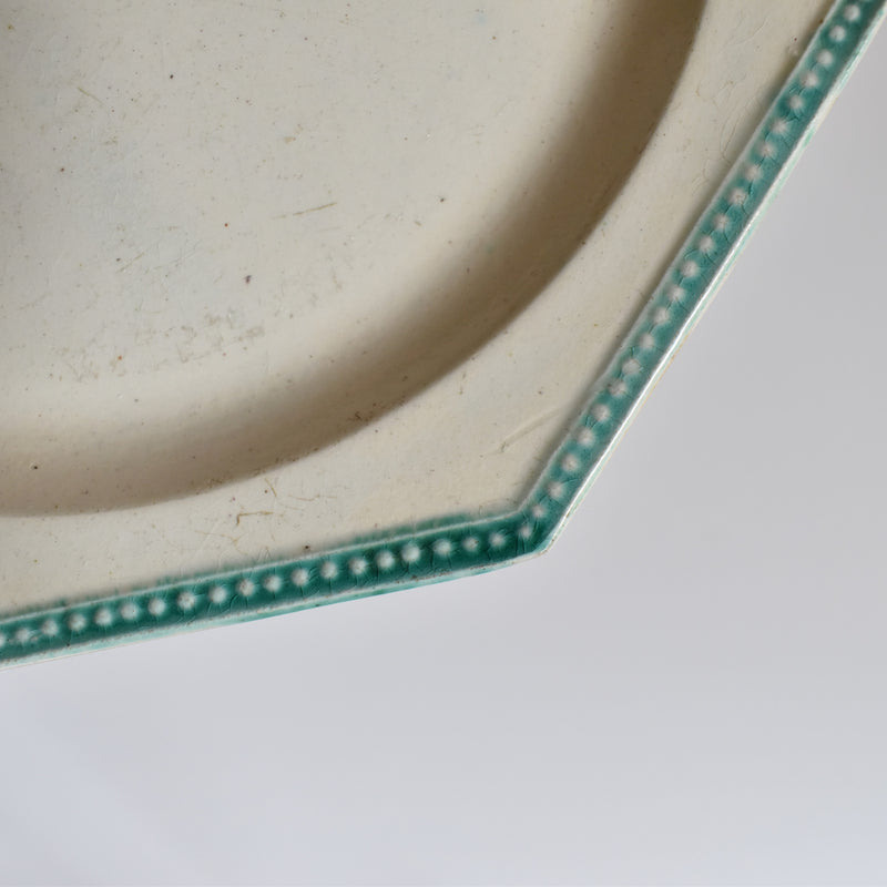 Antique Octagonal Plate, Green Rim B