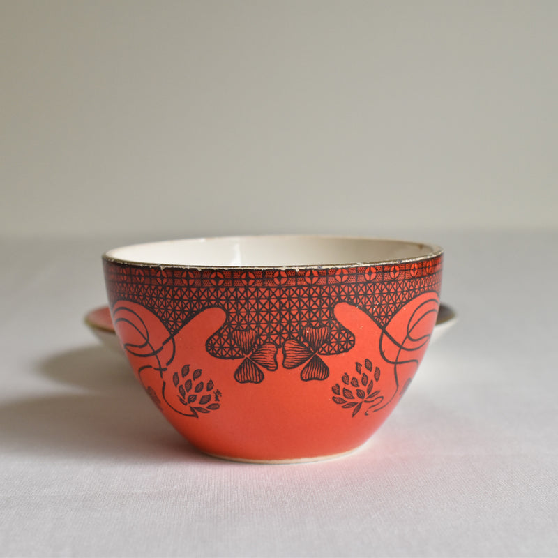 Antique Cup & Saucer Sarreguemines Trefle A