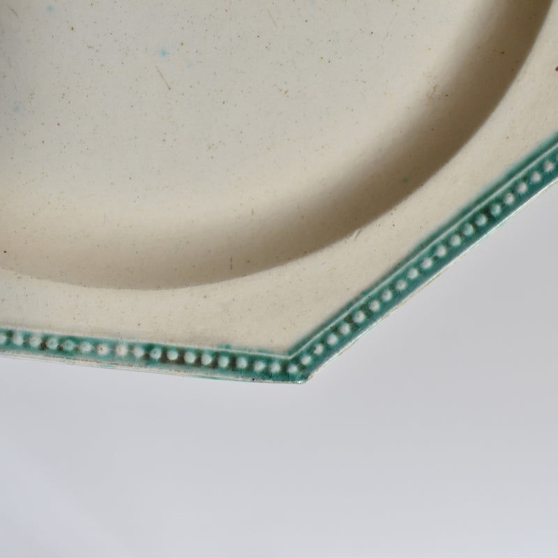 Antique Octagonal Plate, Green Rim B