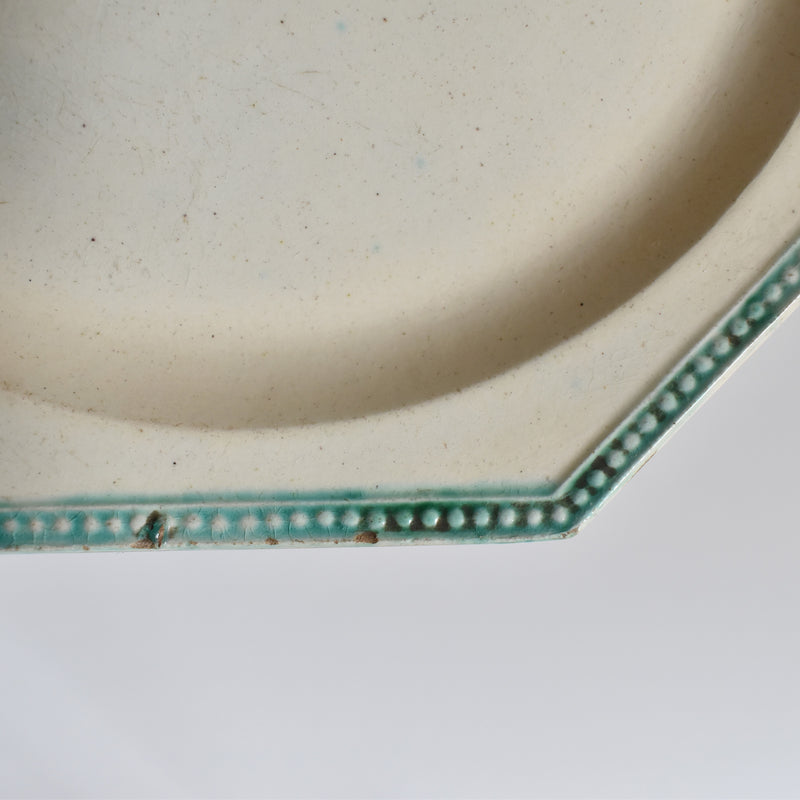 Antique Octagonal Plate, Green Rim B