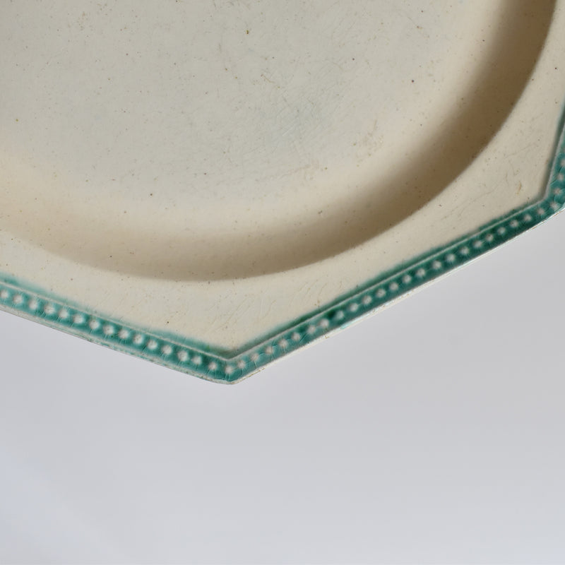 Antique Octagonal Plate, Green Rim B