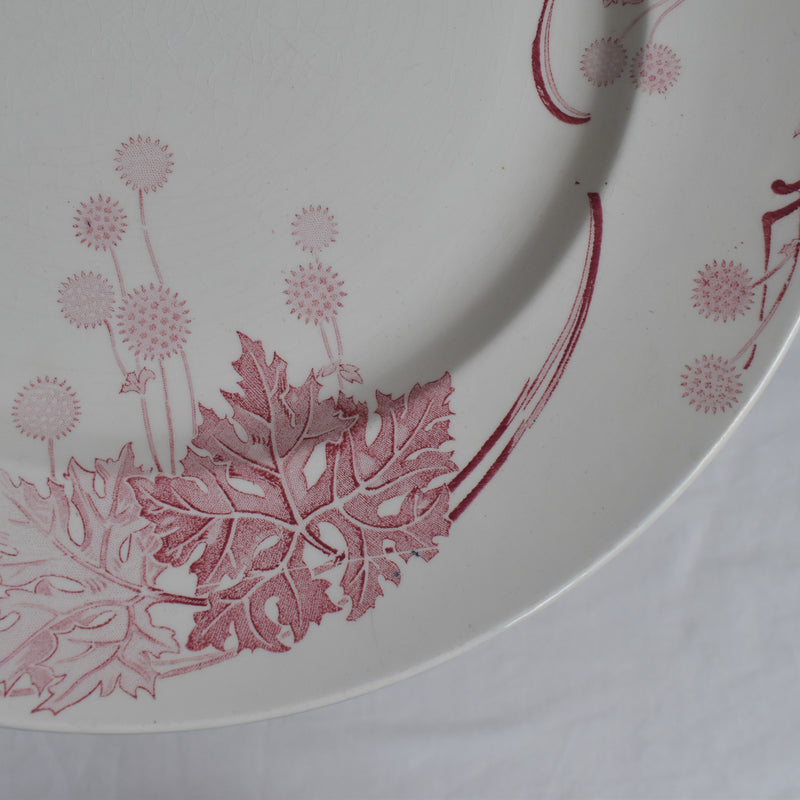 Antique large round plate K&G Luneville Platane