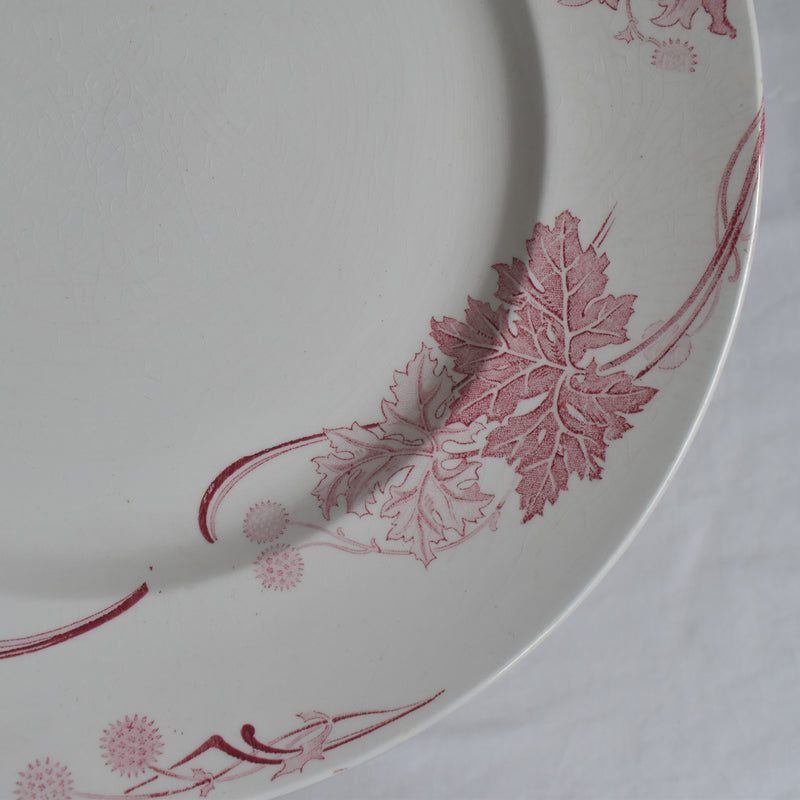 Antique large round plate K&G Luneville Platane