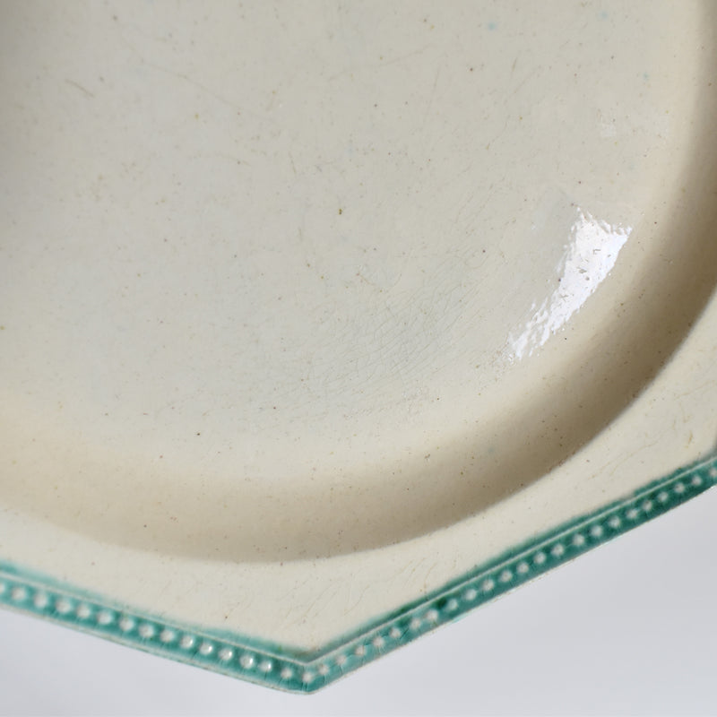 Antique Octagonal Plate, Green Rim B