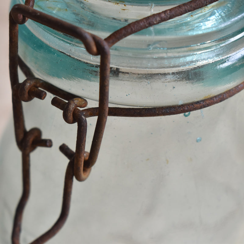 ヴィンテージ  ガラス　容器 L'ideal ブルー