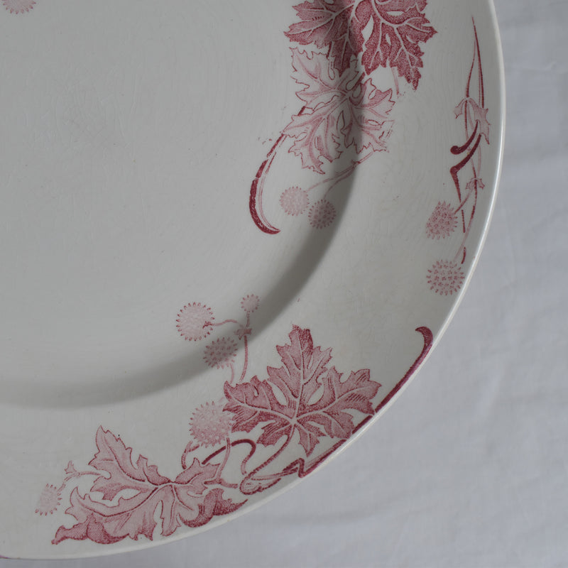 Antique large round plate K&G Luneville Platane