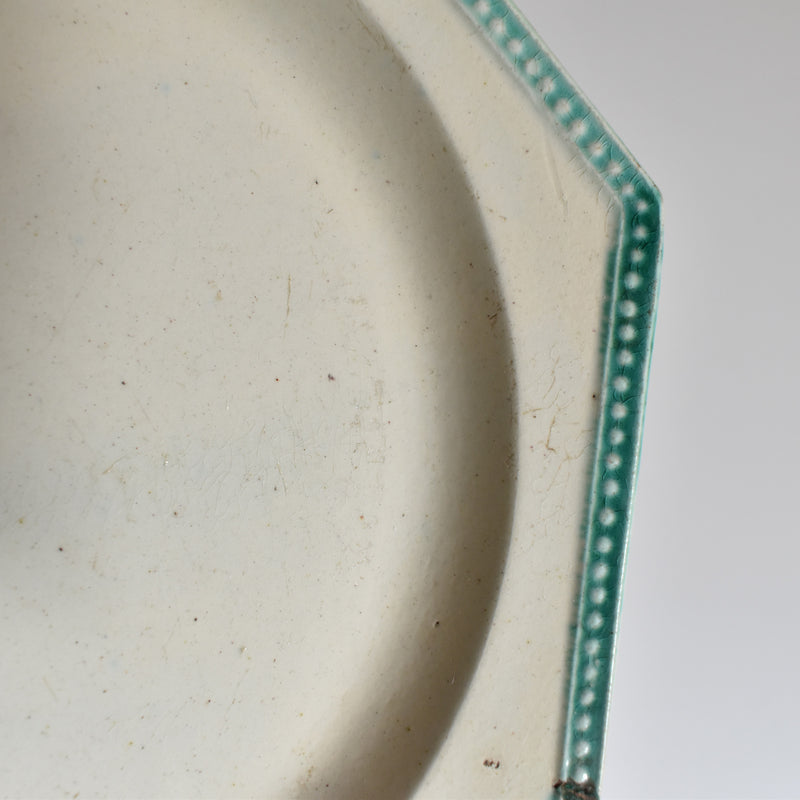 Antique Octagonal Plate, Green Rim B