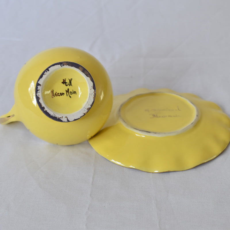 ア.ドラサンヴァル A.Dressinval コーヒーカップ＆ソーサー イェロー B