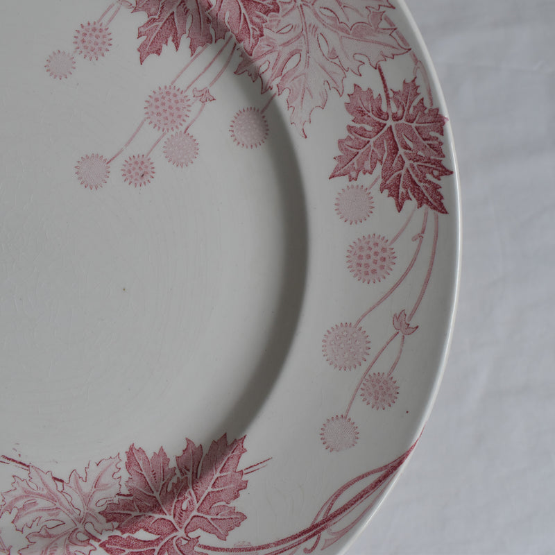 Antique large round plate K&G Luneville Platane
