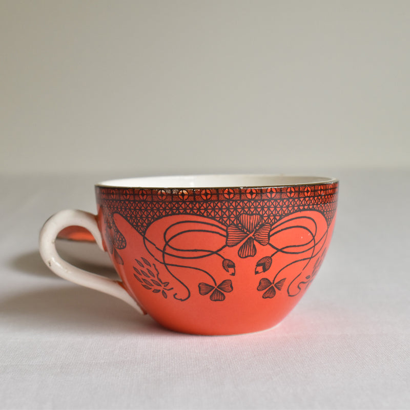 Antique Cup & Saucer, Sarreguemines, Trefle B
