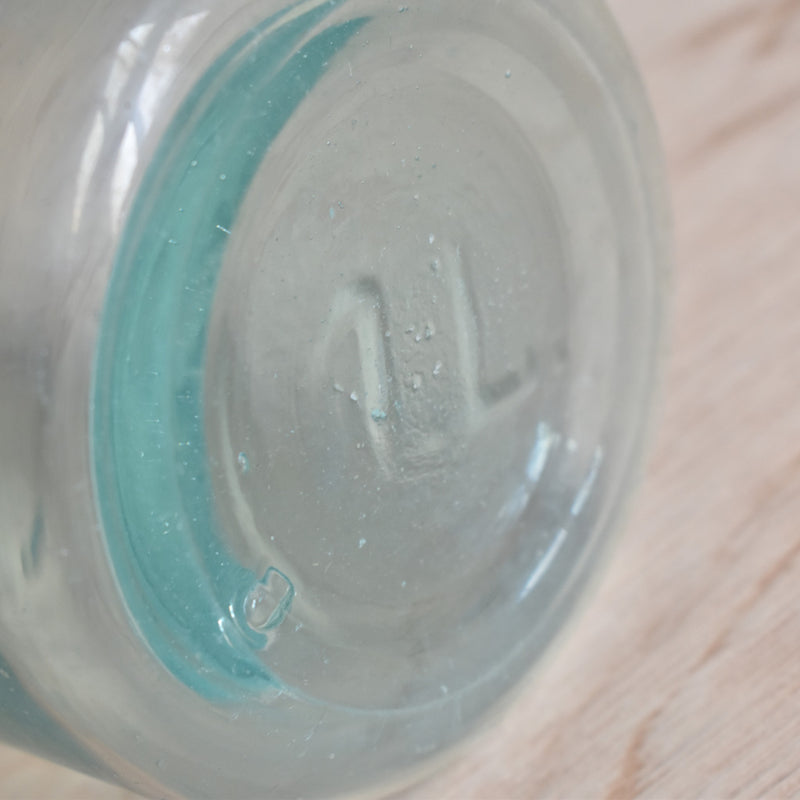 ヴィンテージ  ガラス　容器 L'ideal ブルー