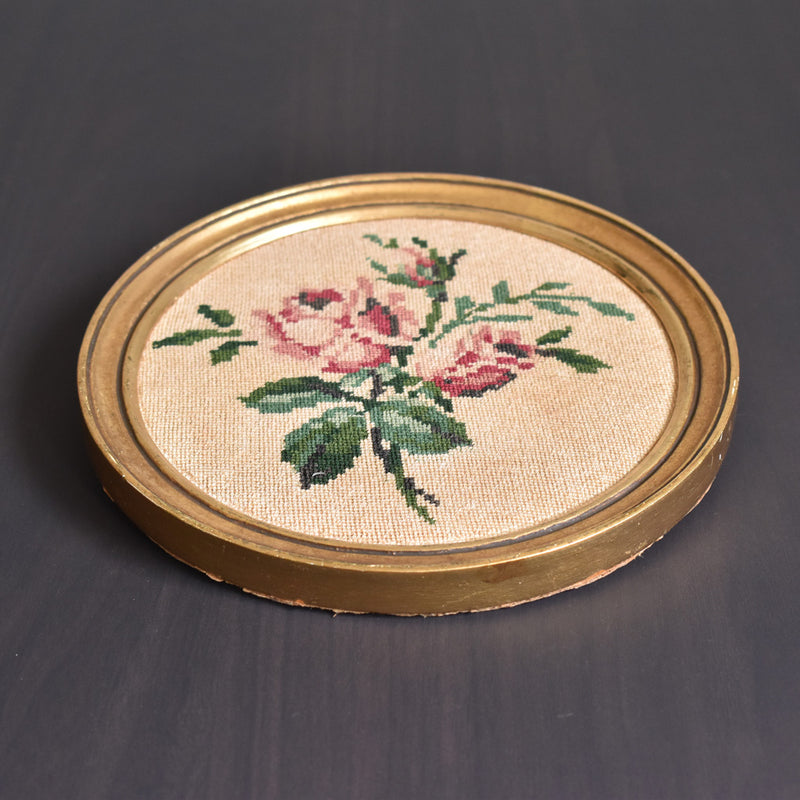 Antique Frame Round with Cross Stitch