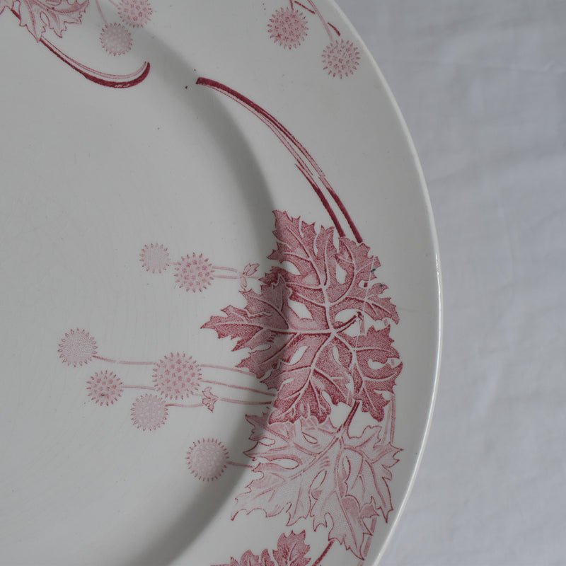 Antique large round plate K&G Luneville Platane