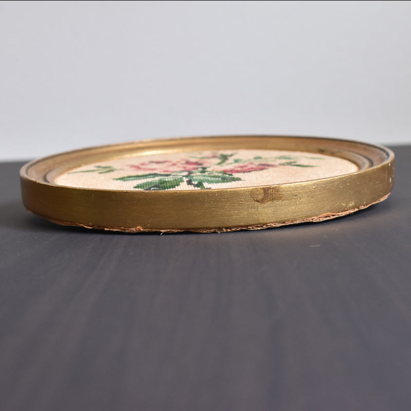 Antique Frame Round with Cross Stitch