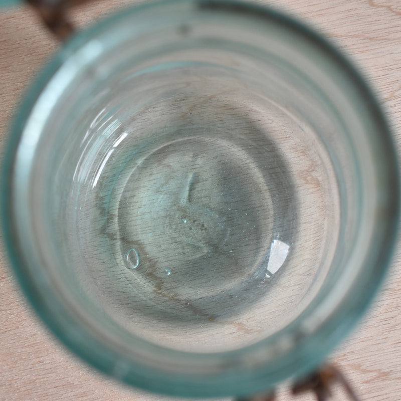 ヴィンテージ  ガラス　容器 L'ideal ブルー