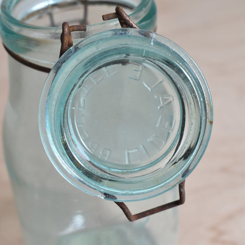 ヴィンテージ  ガラス　容器 L'ideal ブルー