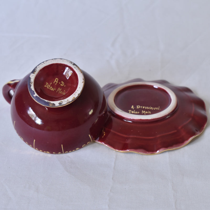 ア.ドラサンヴァル A.Dressinval コーヒーカップ＆ソーサー レッド A