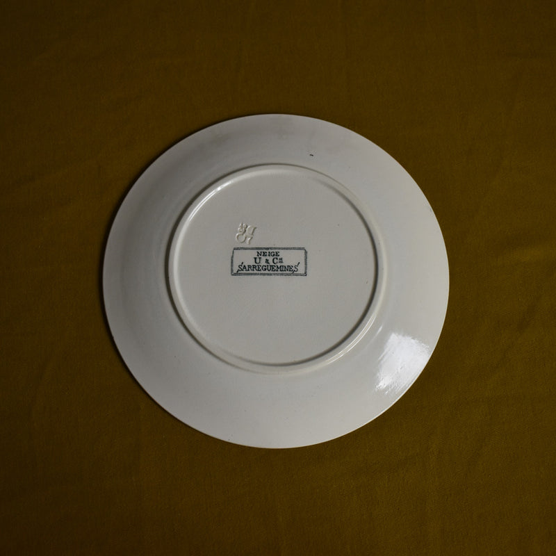 Antique Dessert Plate, Sarreguemines "Neige" (Snow) A