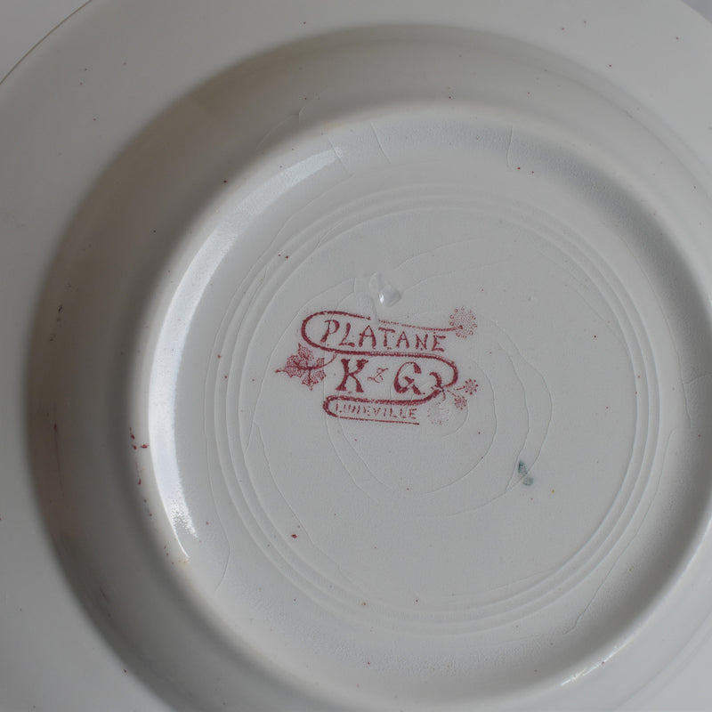 Antique Deep Plate K&G Luneville Platane A