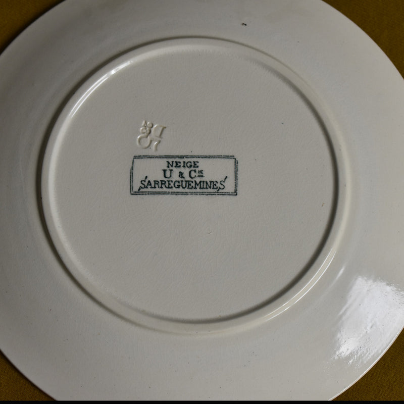 Antique Dessert Plate, Sarreguemines "Neige" (Snow) A