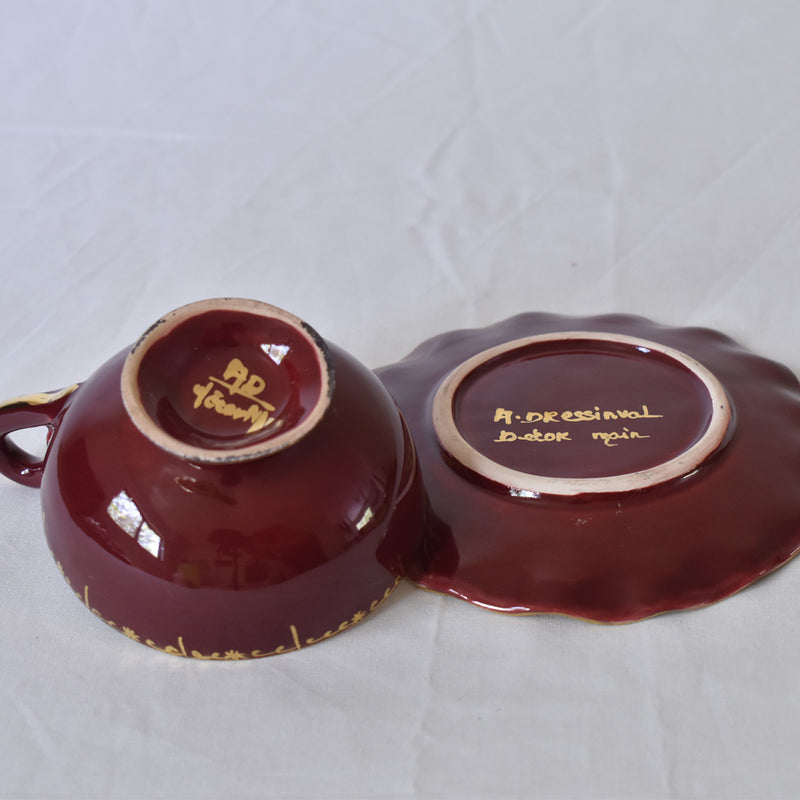 ア.ドラサンヴァル A.Dressinval コーヒーカップ＆ソーサー レッド B