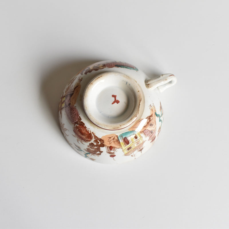 Antique cup & saucer Sarreguemines Kyoto C