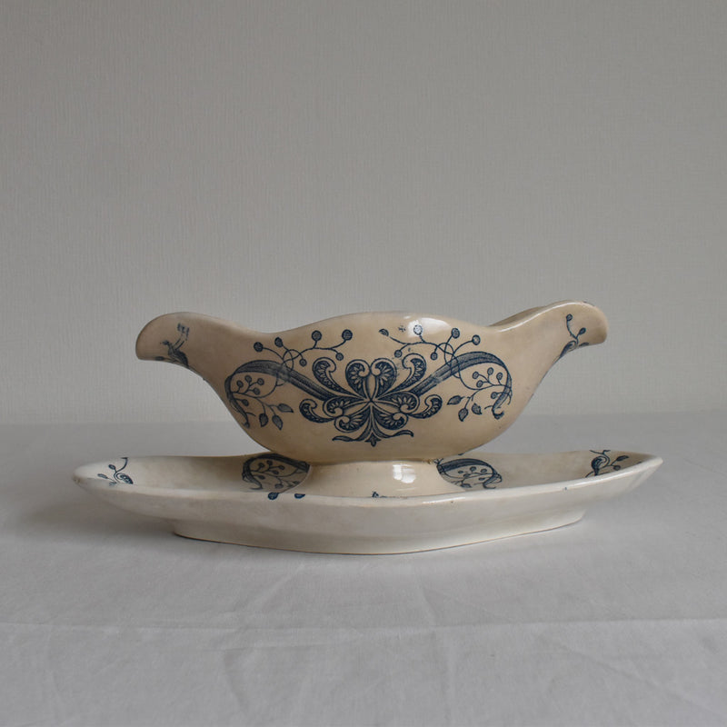 Antique Sauce Boat FL (Faience de Lyon) Joconde
