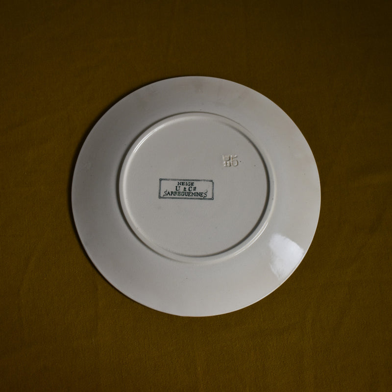 Antique Dessert Plate, Sarreguemines "Neige" (Snow) B