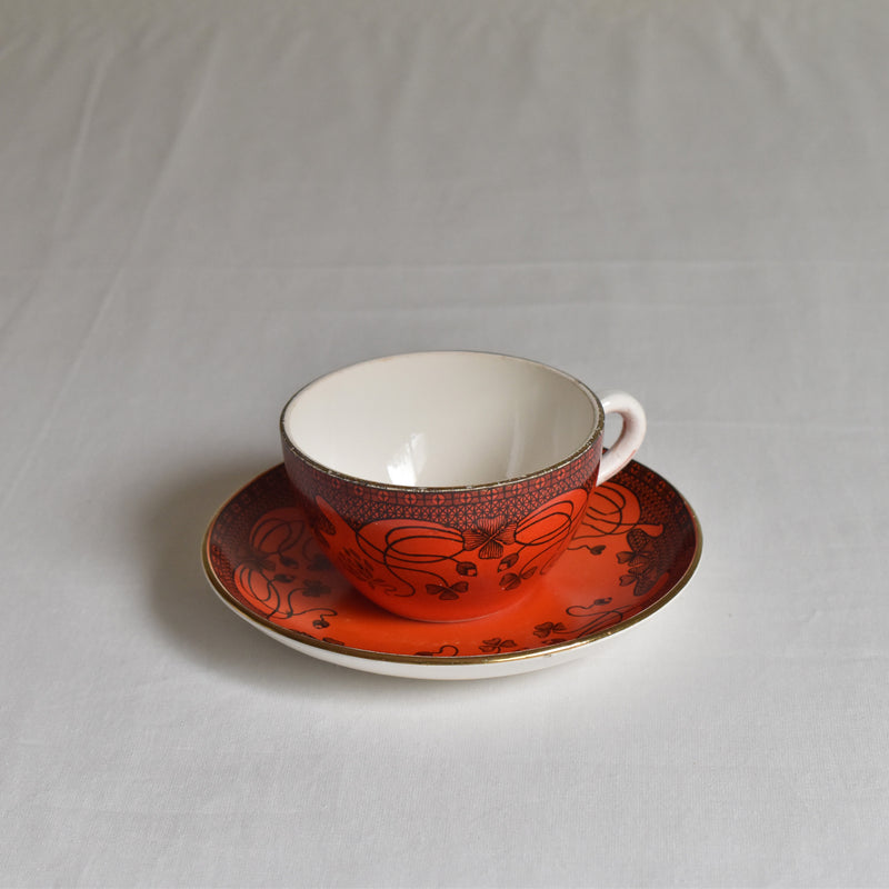 Antique Cup & Saucer Sarreguemines Trefle A