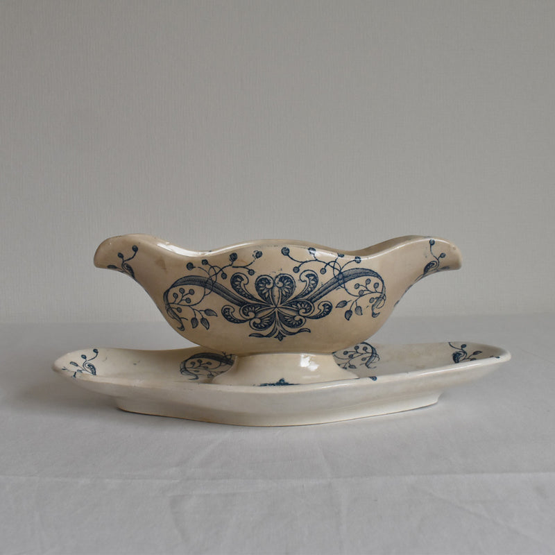Antique Sauce Boat FL (Faience de Lyon) Joconde