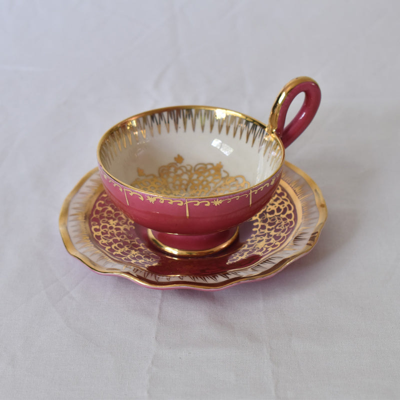 ア.ドラサンヴァル A.Dressinval コーヒーカップ＆ソーサー ピンク B