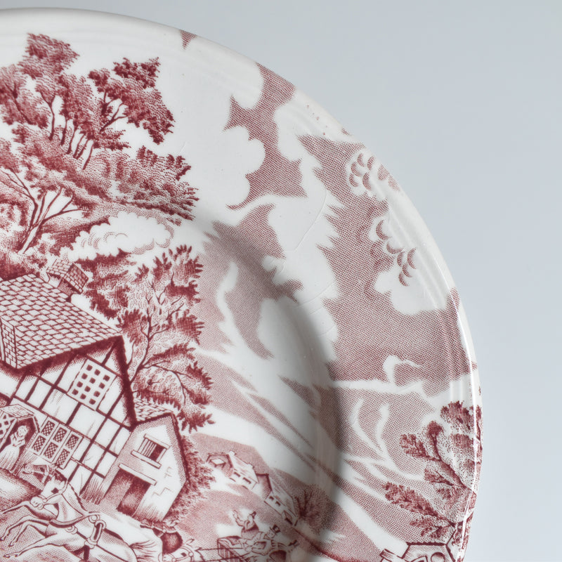 Vintage deep plate English Style rouge F