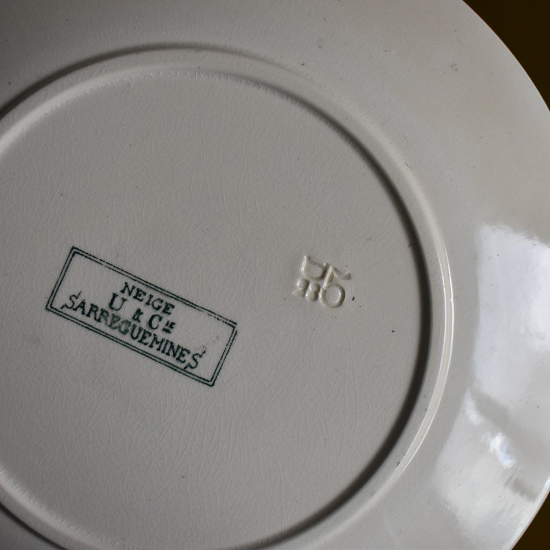 Antique Dessert Plate, Sarreguemines "Neige" (Snow) B