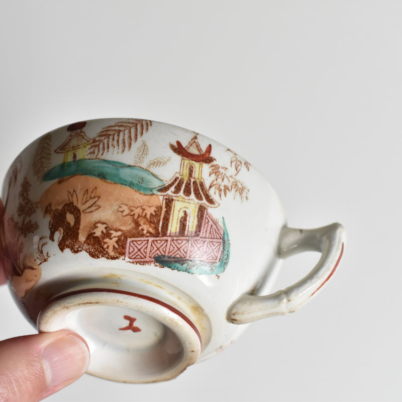 Antique cup & saucer Sarreguemines Kyoto C