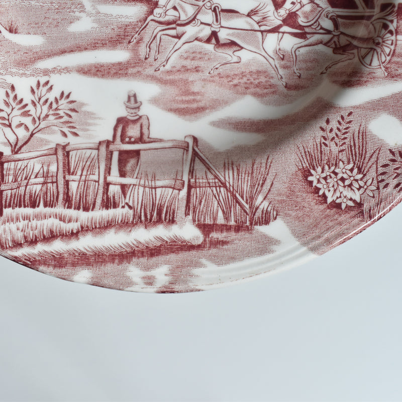 Vintage deep plate English Style rouge F