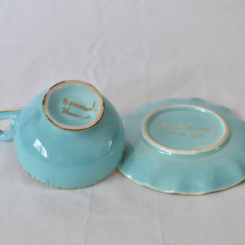 ア.ドラサンヴァル A.Dressinval コーヒーカップ＆ソーサー ライトブルー